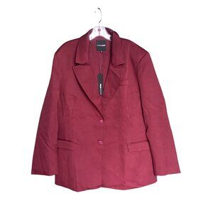 Fashion Nova Kendall Hourglass Fitted Burgundy Blazer Size 2X